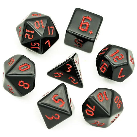 Black With Red Numbers 7-Dice Set - Major Dice