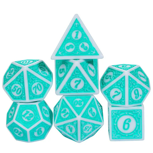 Cyan Window Lattice 7-Dice Set - Major Dice