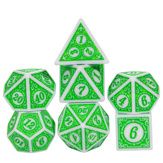 Green Window Lattice 7-Dice Set - Major Dice