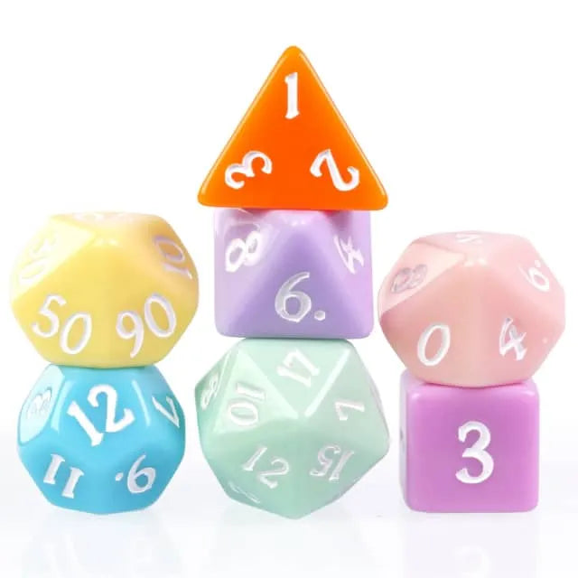 Multi Color Pastel Macaron 7-Dice Set - Major Dice