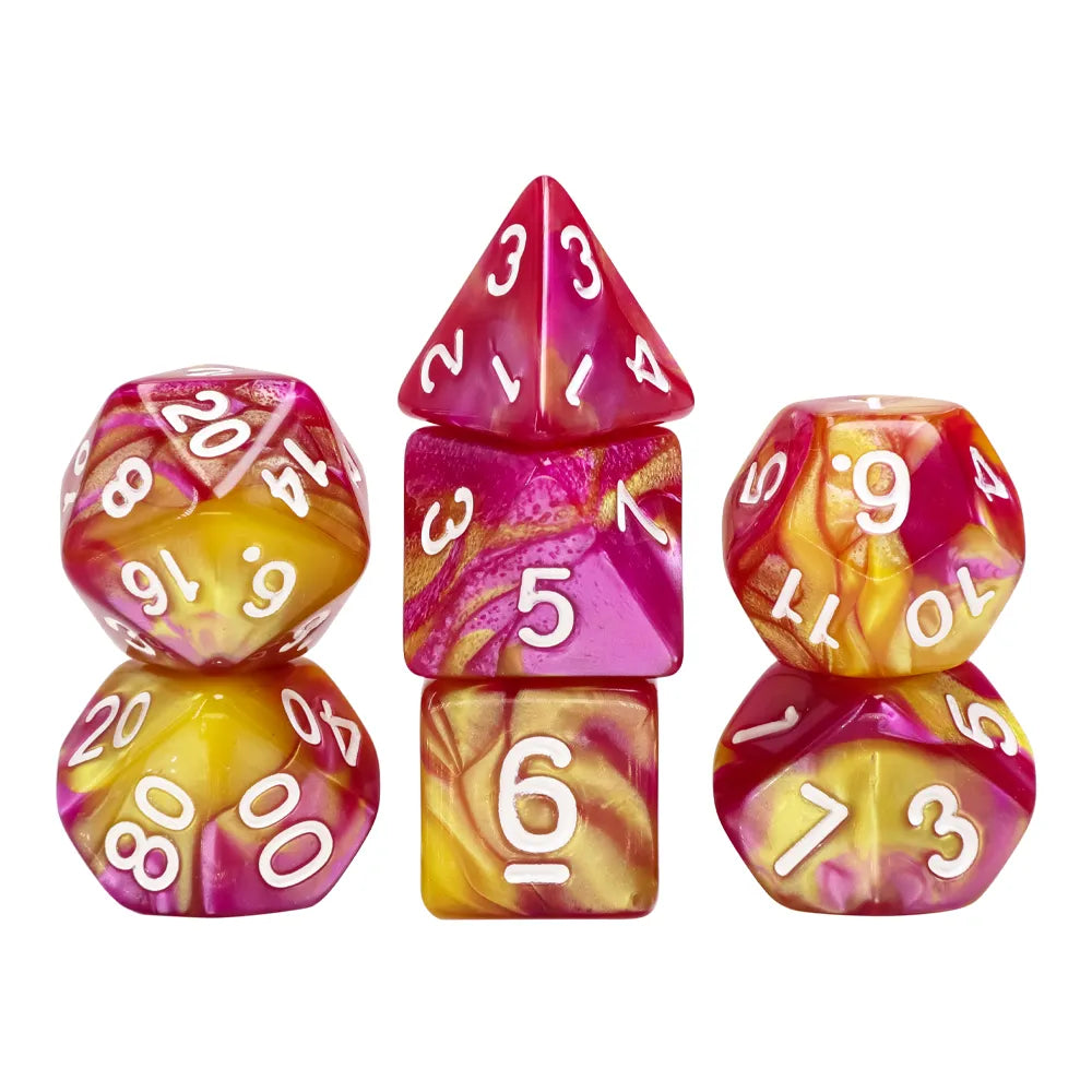 Yellow and Rose Blend 7-Dice Set - Major Dice