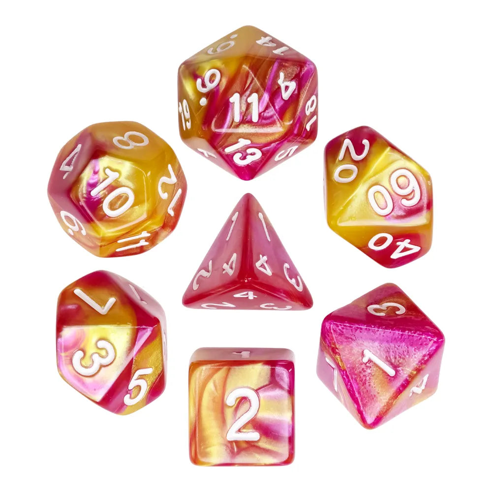 Yellow and Rose Blend 7-Dice Set - Major Dice