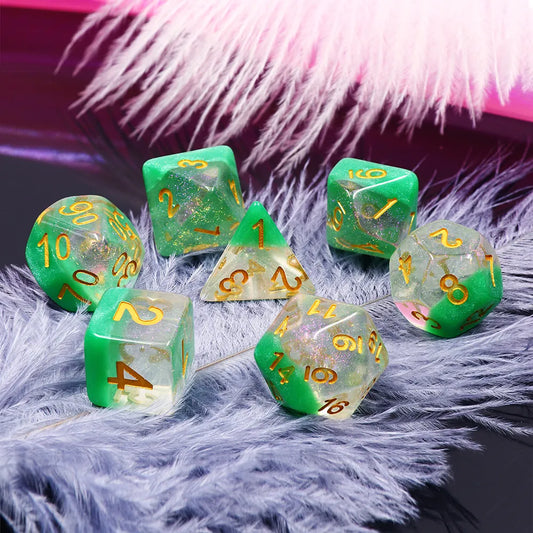 Spring Dew Snowglobe Layer Glitter 7-Dice Set - Major Dice