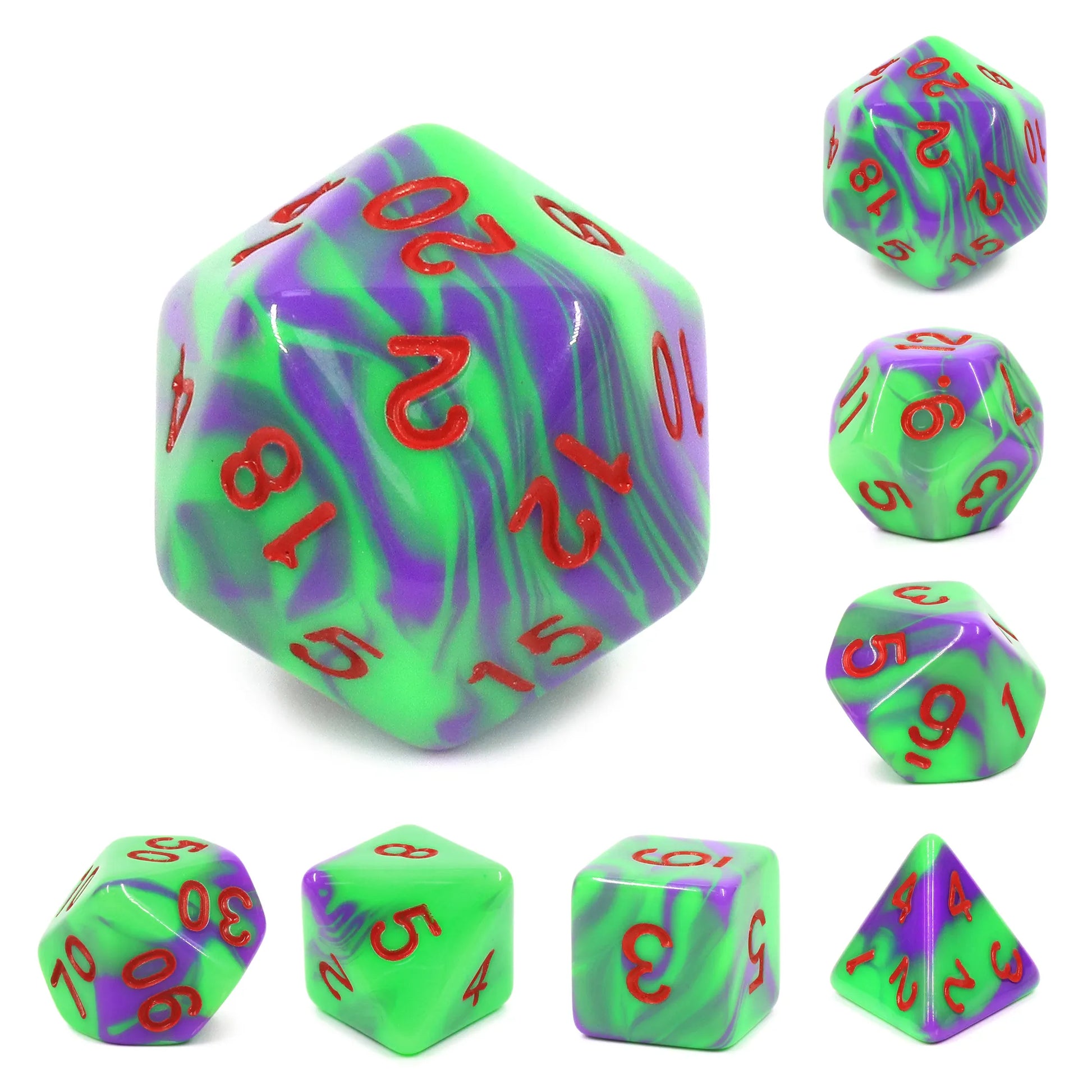 Purple and Green Blend 7-Dice Set - Major Dice