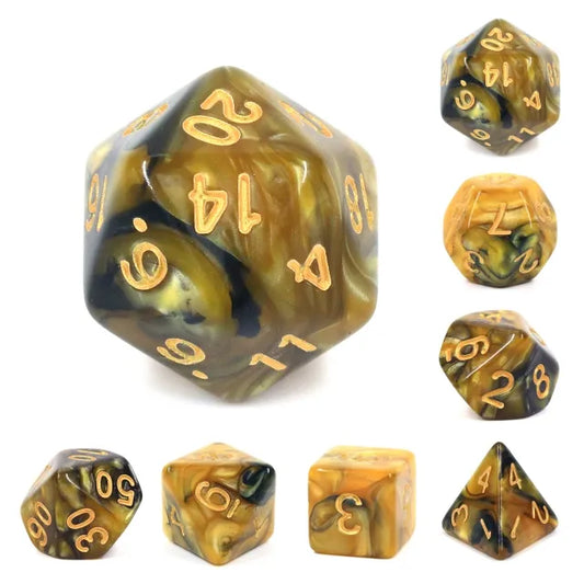 Black and Yellow Blend 7-Dice Set - Major Dice