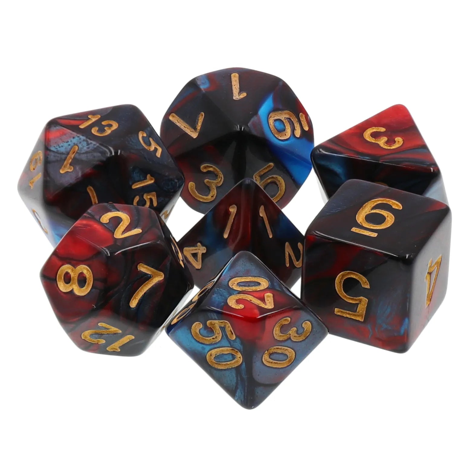 Red and Blue Blend 7-Dice Set - Major Dice