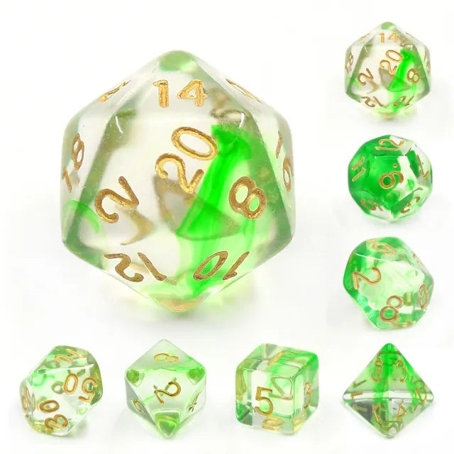 Green Ripples Nebula 7-Dice Set - Major Dice