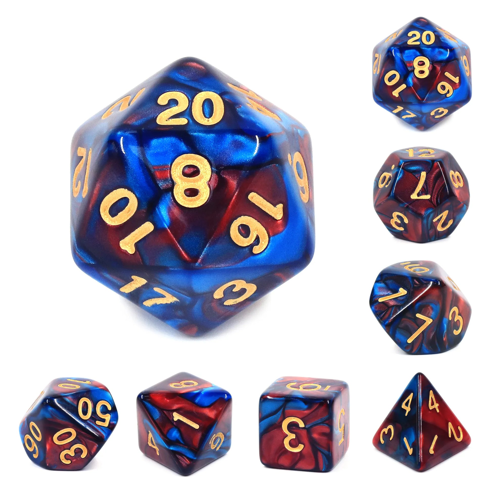 Red and Blue Blend 7-Dice Set - Major Dice