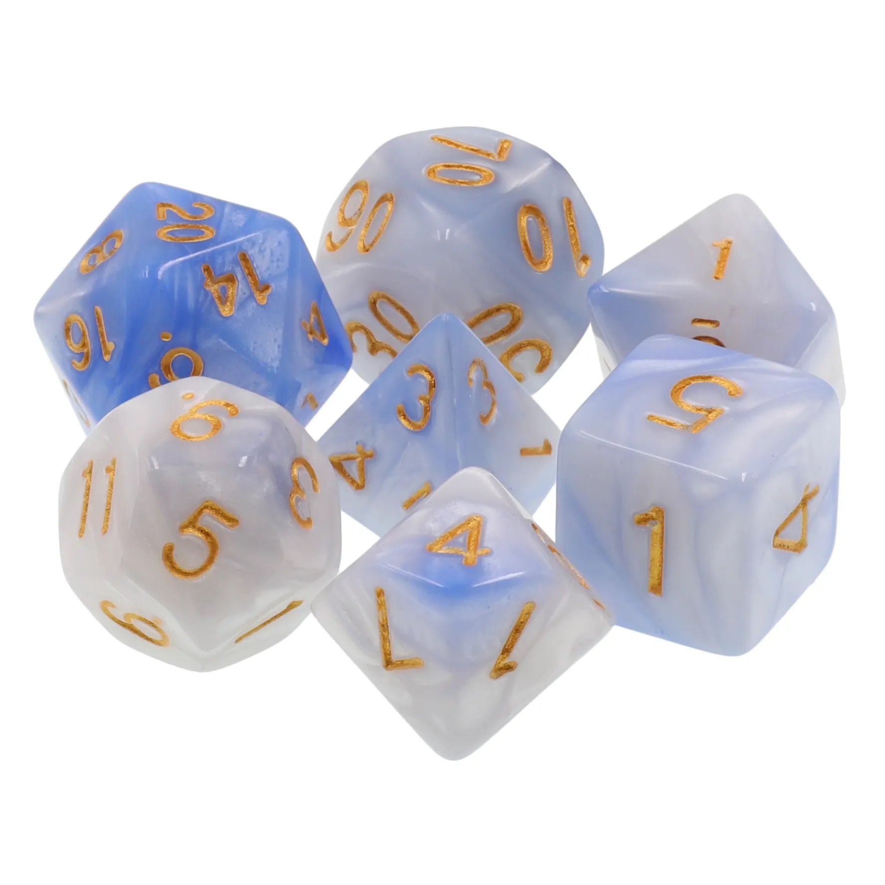 Light Blue and White Blend 7-Dice Set - Major Dice