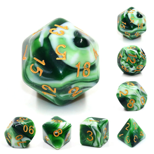 Emerald White Jade 7-Dice Set - Major Dice