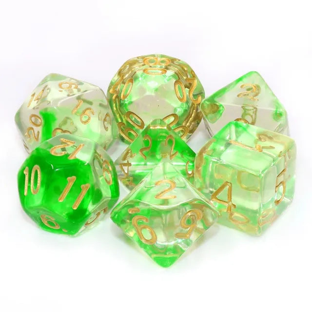 Green Ripples Nebula 7-Dice Set - Major Dice