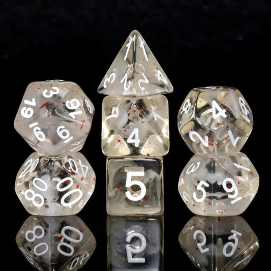 Blossom Snowfall Swirl Particle 7-Dice Set - Major Dice