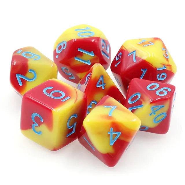 Red and Yellow Blend 7-Dice Set - Major Dice