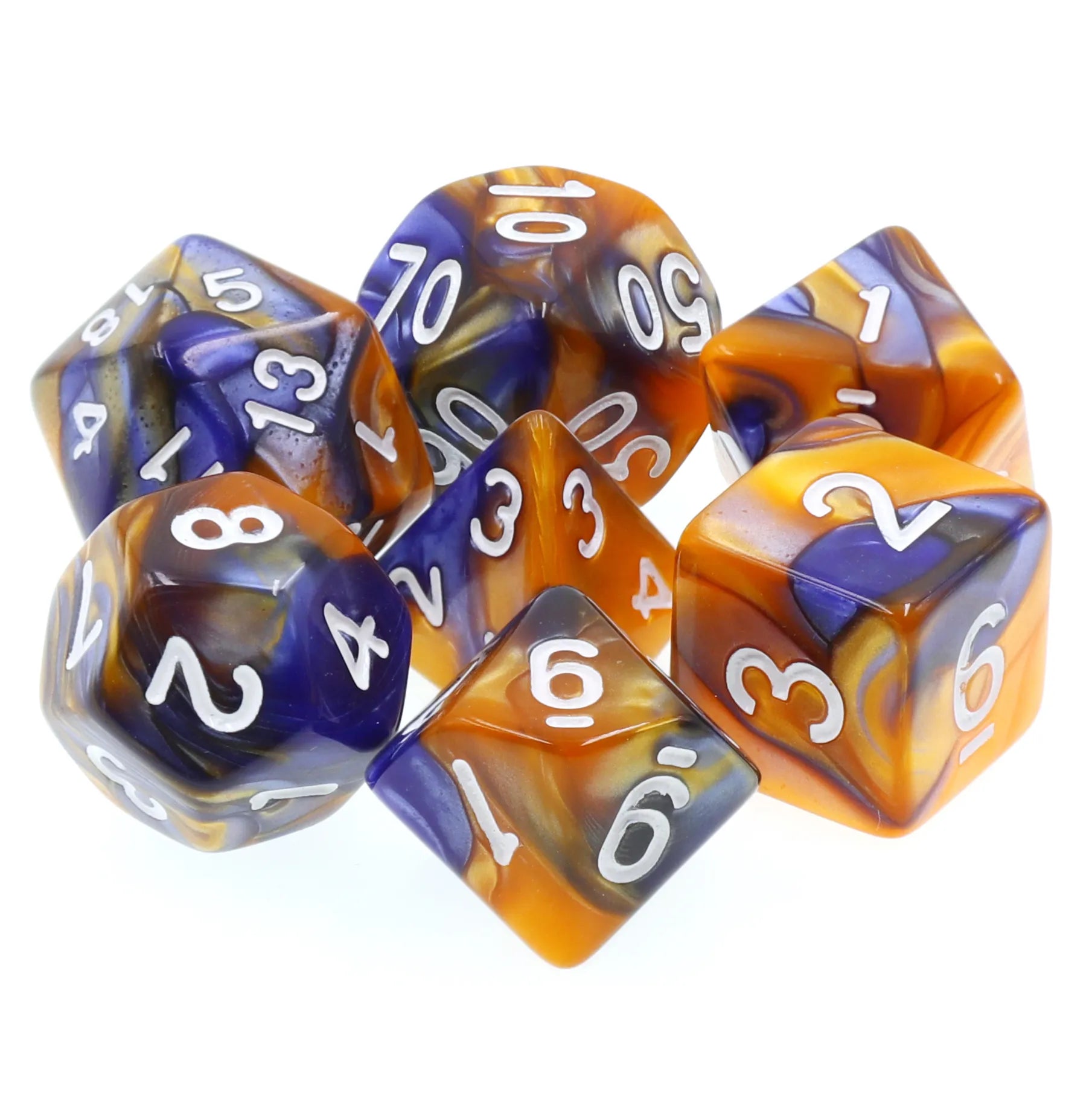 Dark Blue and Gold Blend 7-Dice Set - Major Dice