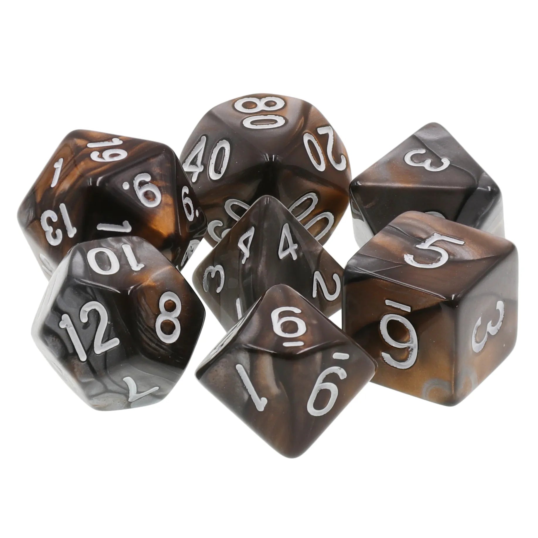 Silver and Gold Blend 7-Dice Set - Major Dice