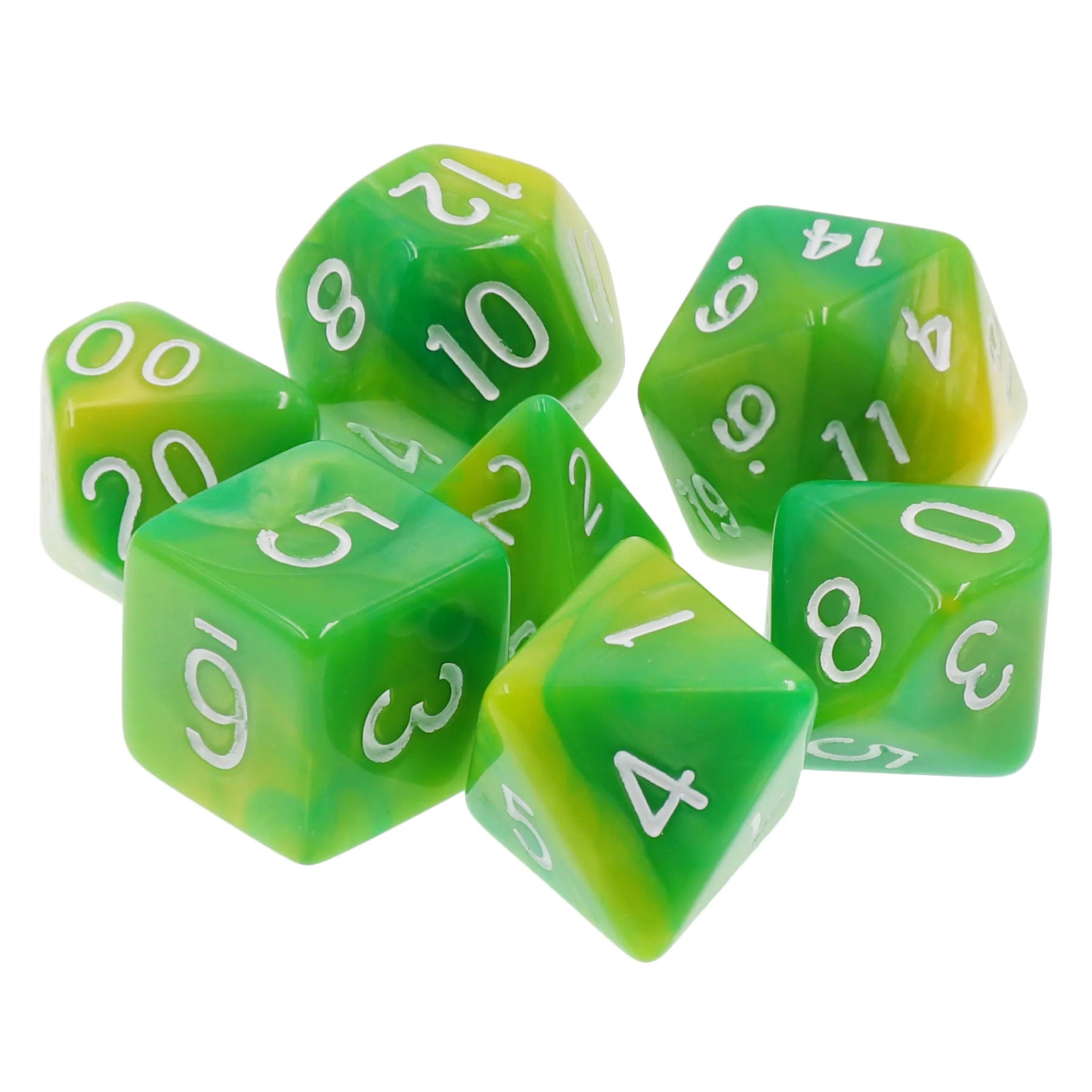 Green and Yellow Blend 7-Dice Set - Major Dice