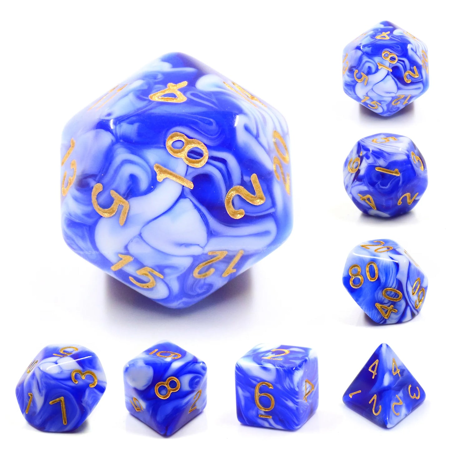 Blue Porcelain 7-Dice Set - Major Dice