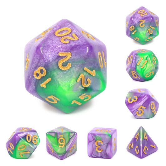 Green and Purple Blend 7-Dice Set - Major Dice