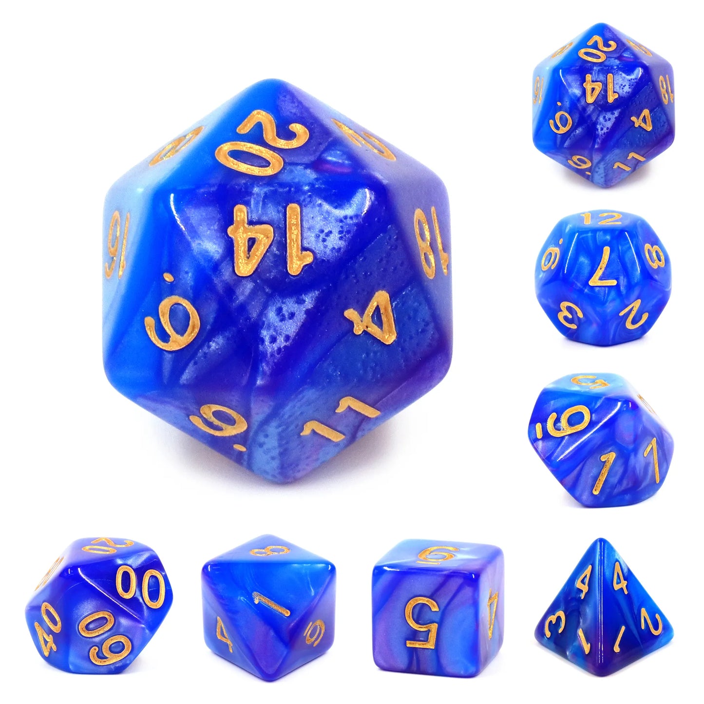 Blue and Deep Purple Blend 7-Dice Set - Major Dice