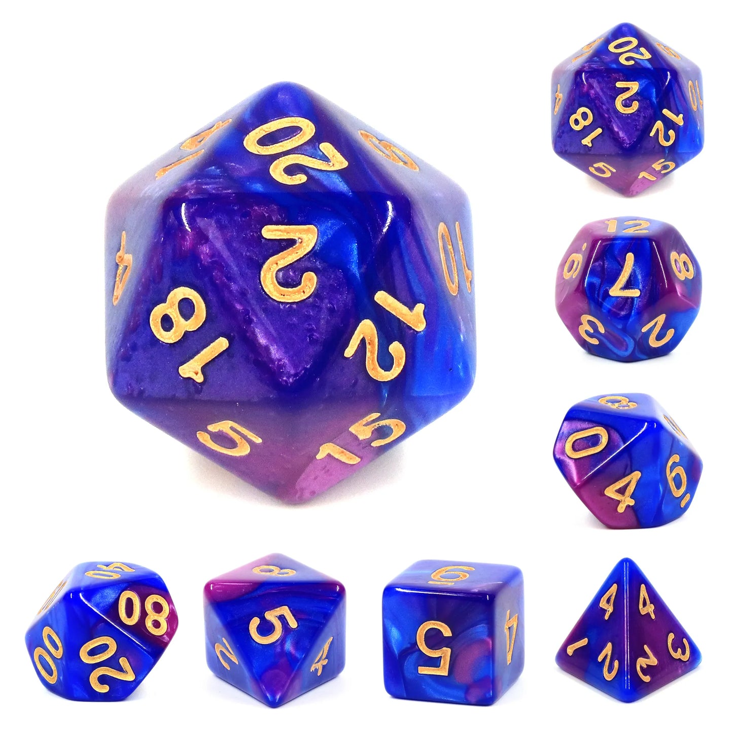 Purple and Blue Blend 7-Dice Set - Major Dice