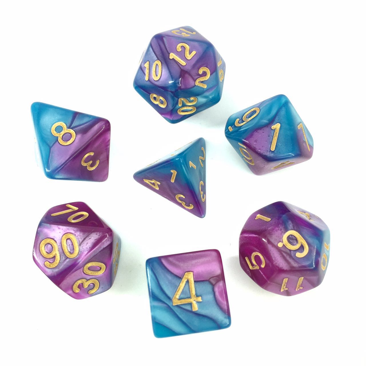 Blue and Bright Purple Blend 7-Dice Set - Major Dice