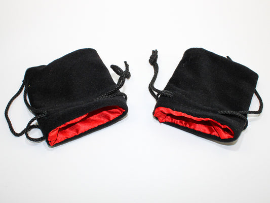 3.75" X 4" Velvet Dice Bag Black With Red Lining - Major Dice