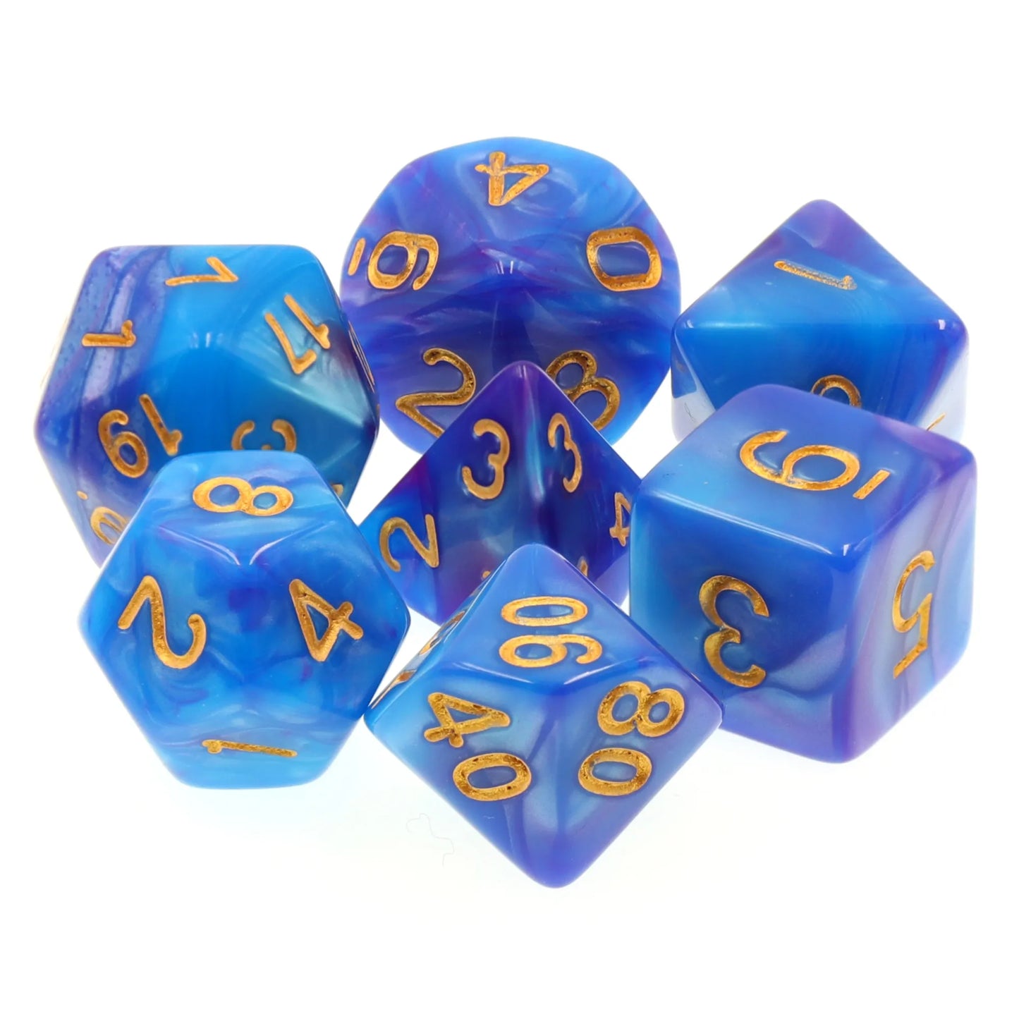 Blue and Deep Purple Blend 7-Dice Set - Major Dice