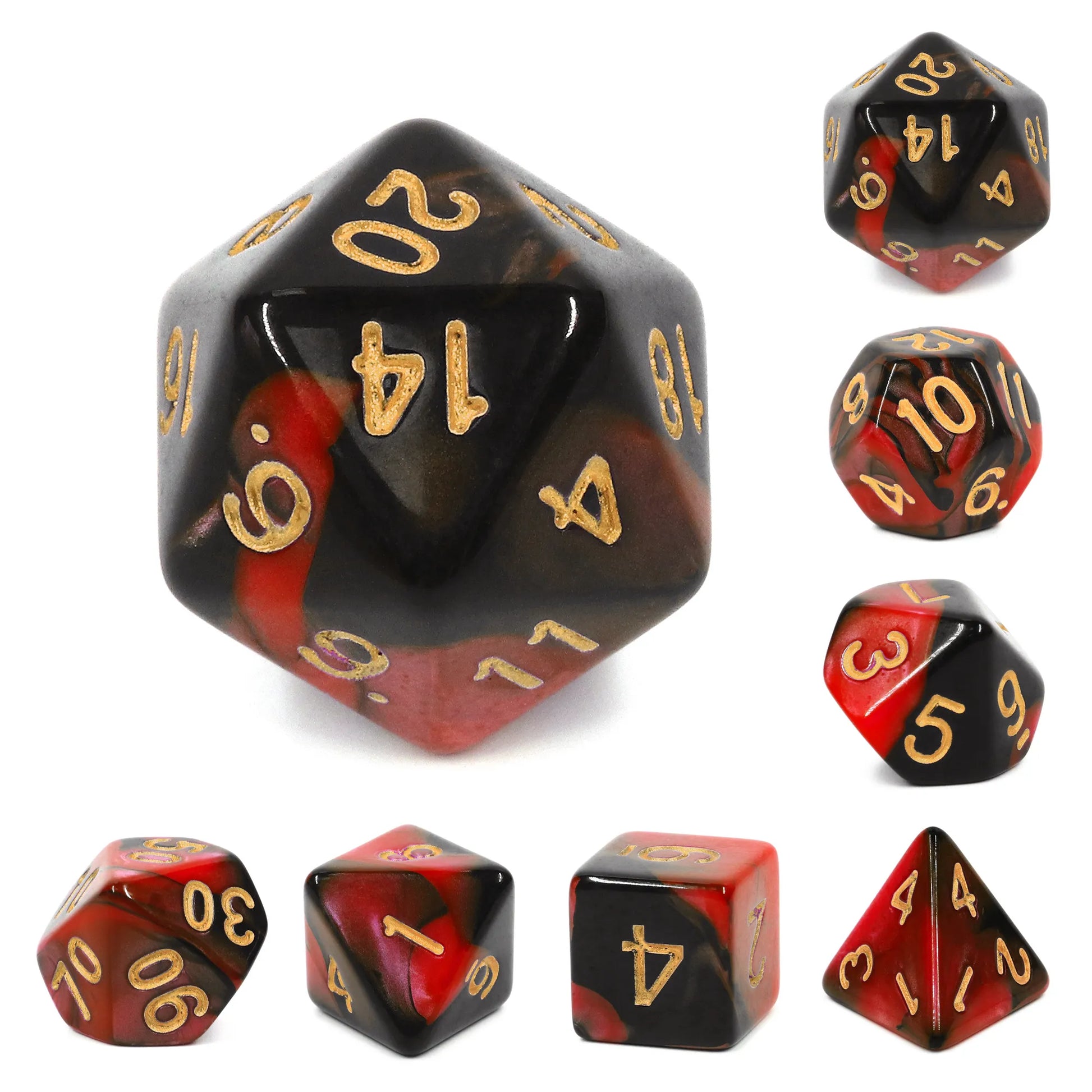 Red and Black Blend 7-Dice Set - Major Dice