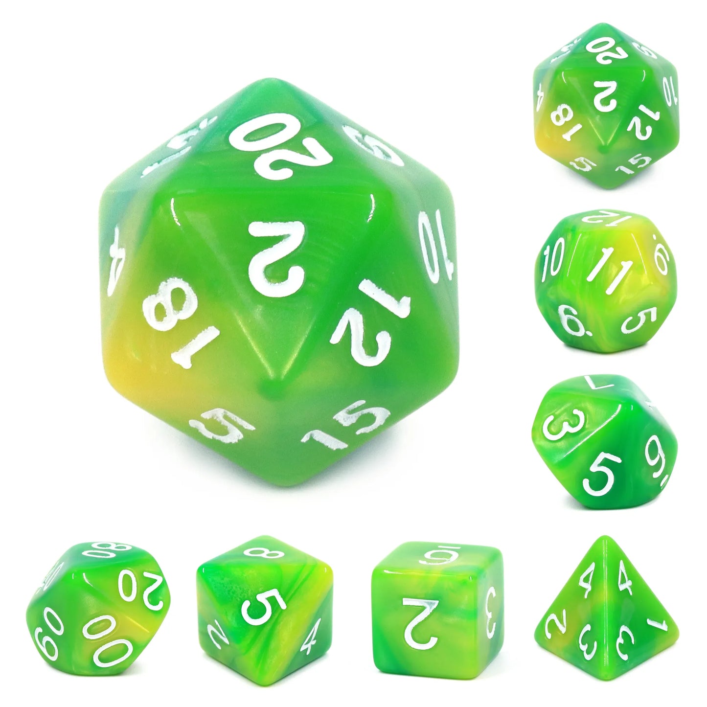 Green and Yellow Blend 7-Dice Set - Major Dice