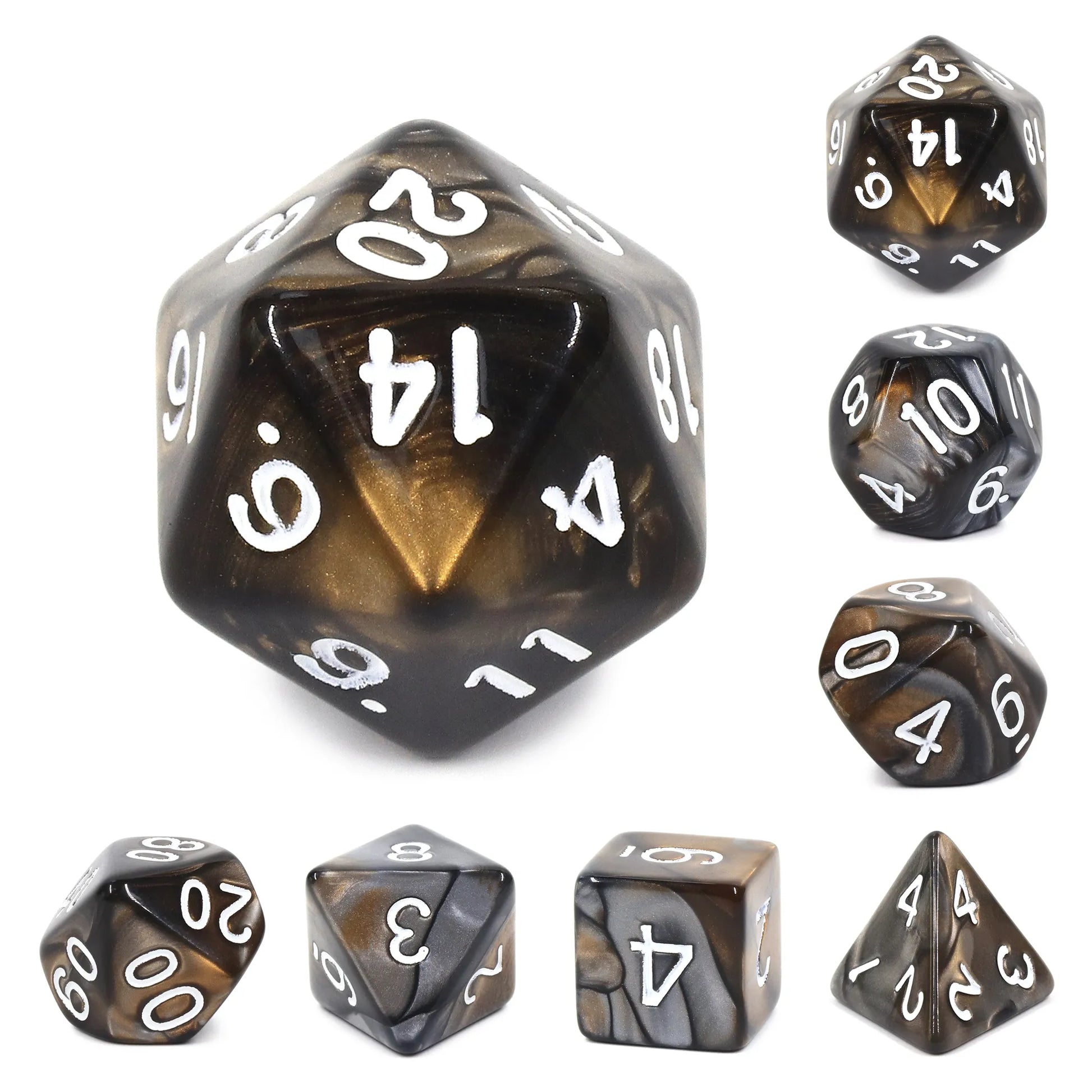 Silver and Gold Blend 7-Dice Set - Major Dice