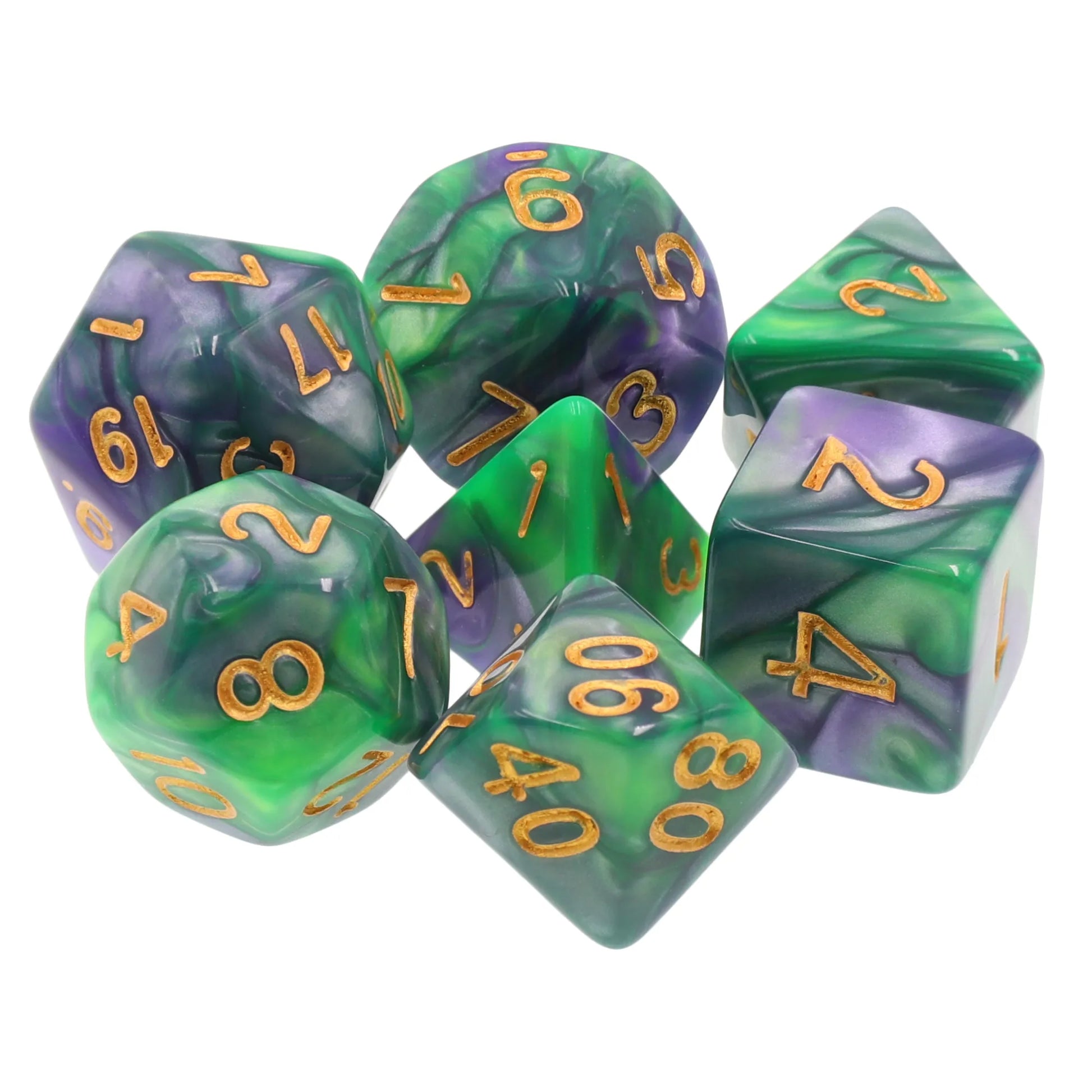 Green and Purple Blend 7-Dice Set - Major Dice