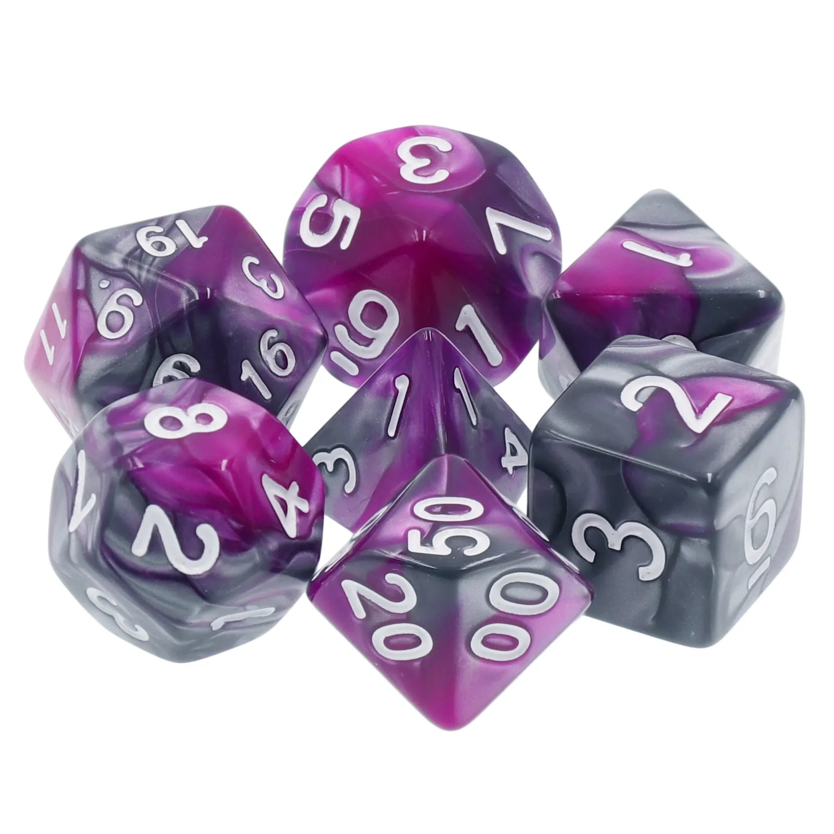 Silver and Purple Pearl Blend 7-Dice Set - Major Dice