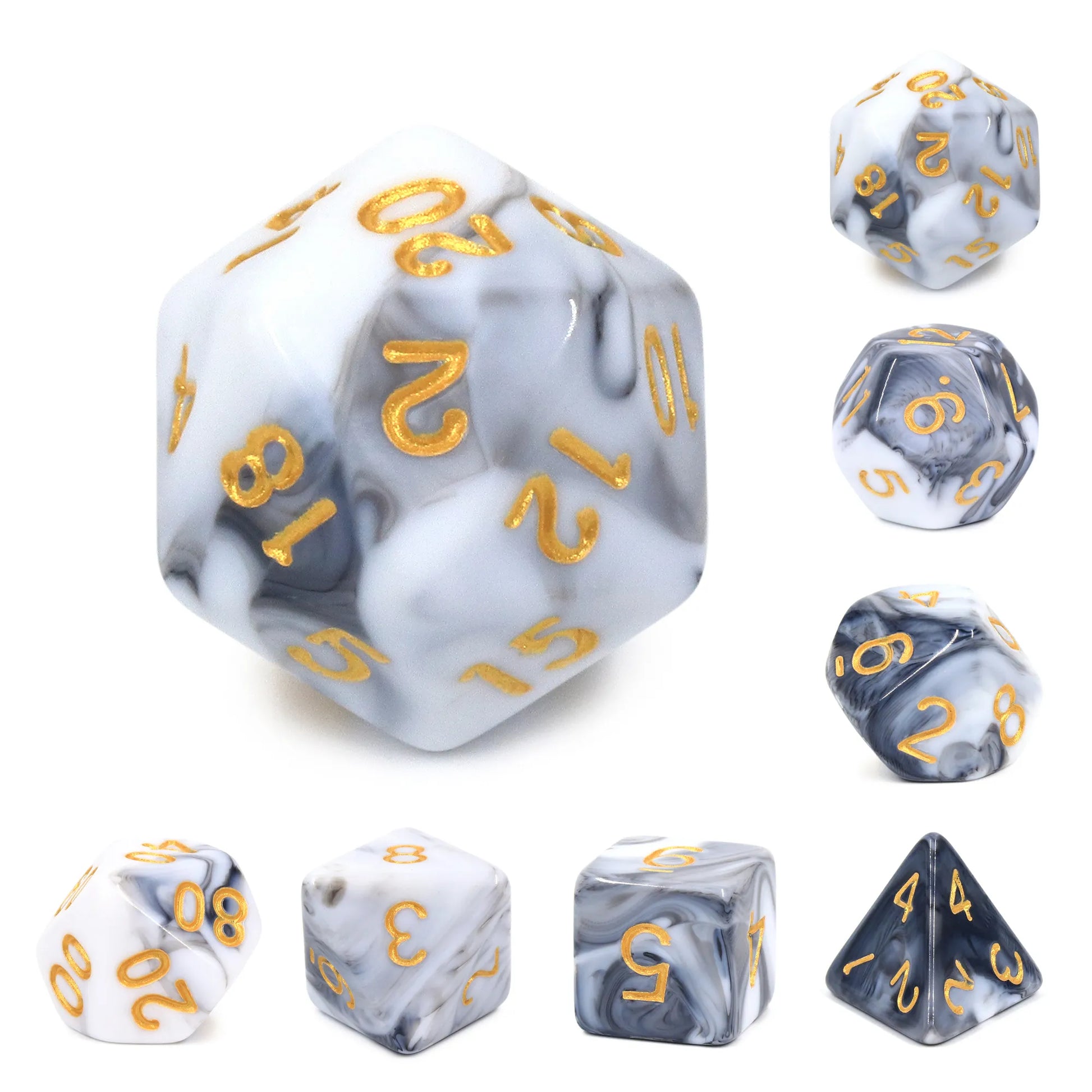 Black and White Blend 7-Dice Set - Major Dice