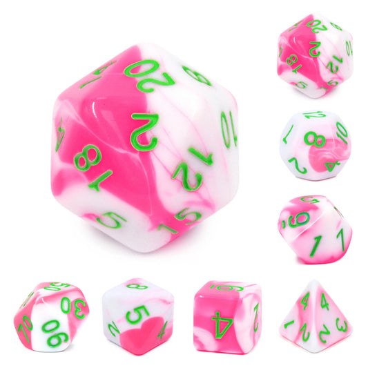 Pink and White Blend 7-Dice Set - Major Dice