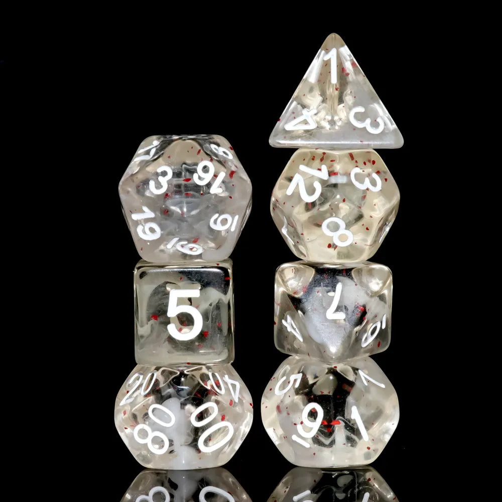 Blossom Snowfall Swirl Particle 7-Dice Set - Major Dice