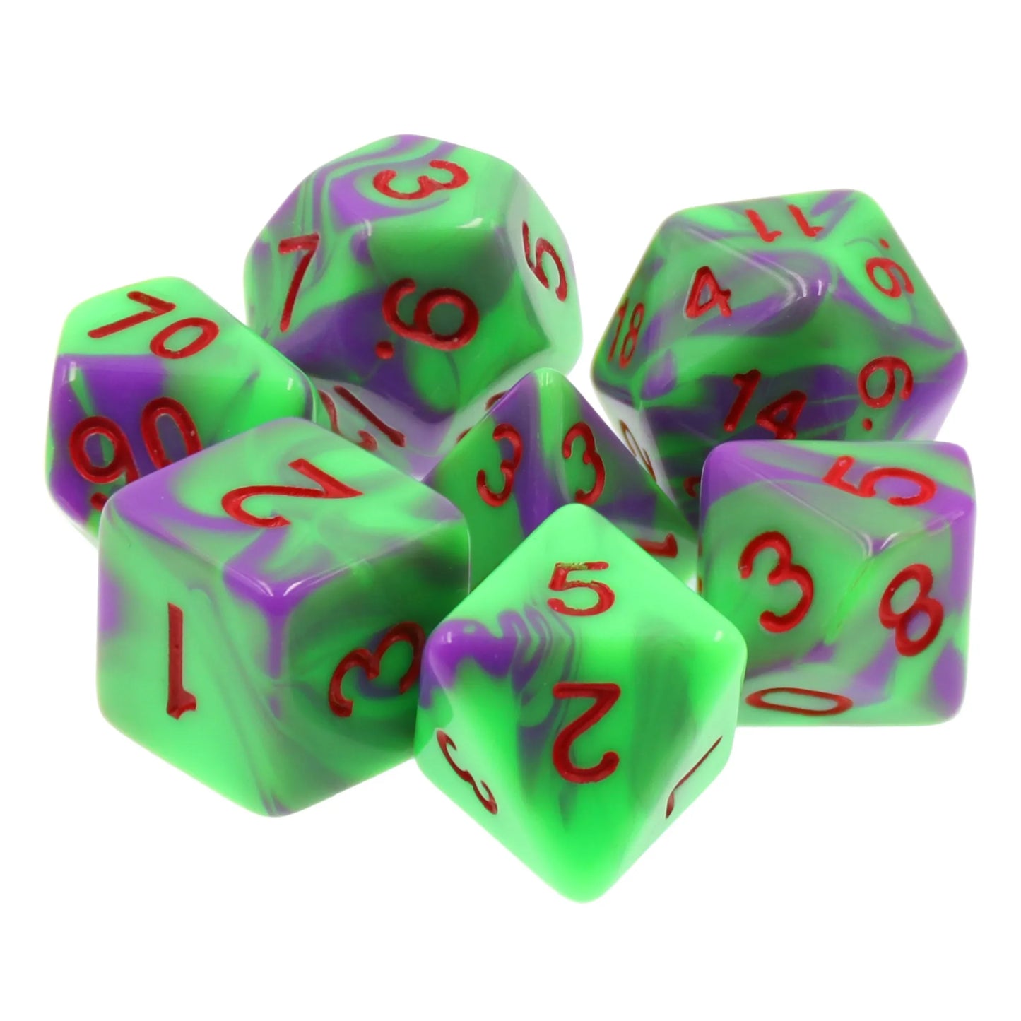 Purple and Green Blend 7-Dice Set - Major Dice