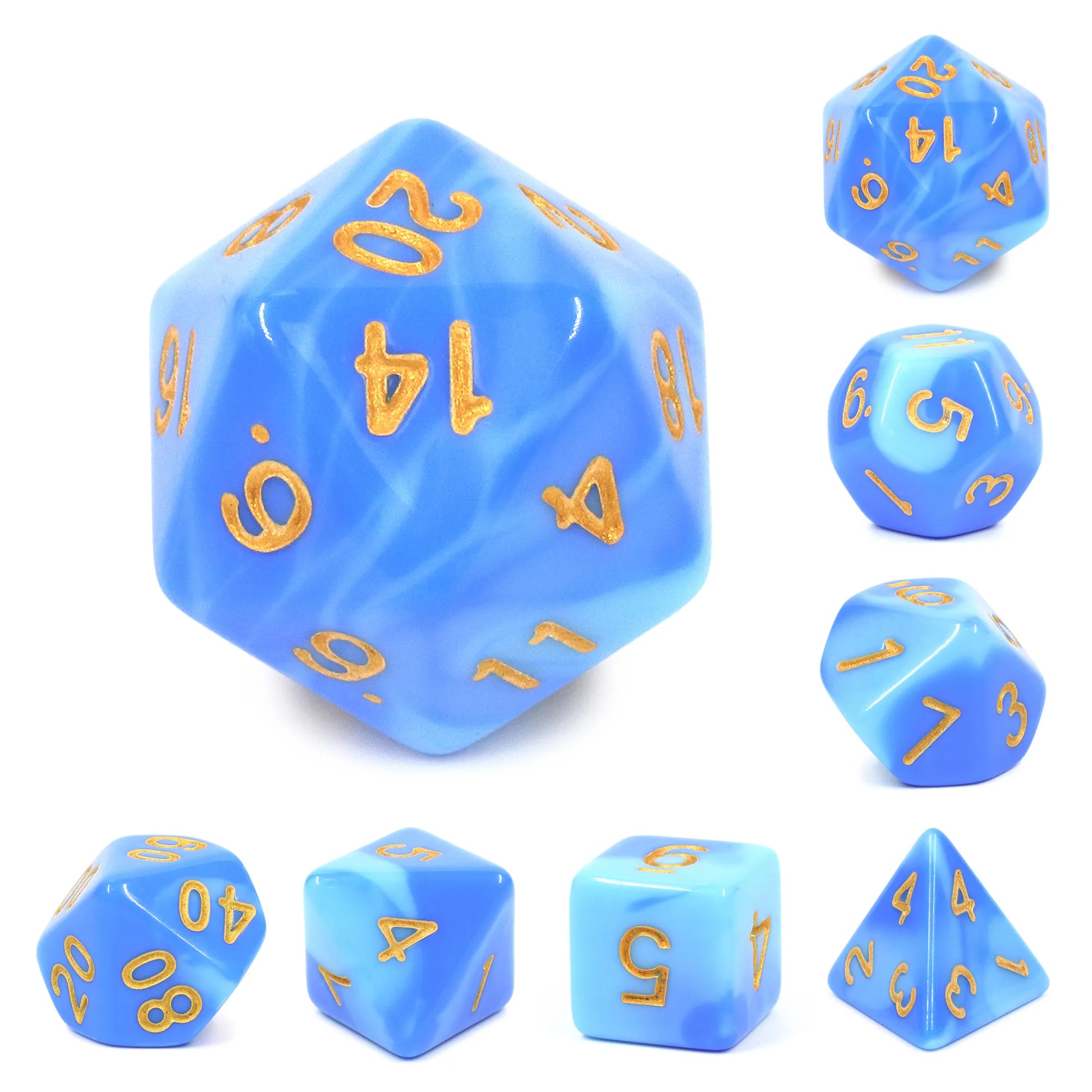 Sky Blue and Blue Blend 7-Dice Set - Major Dice