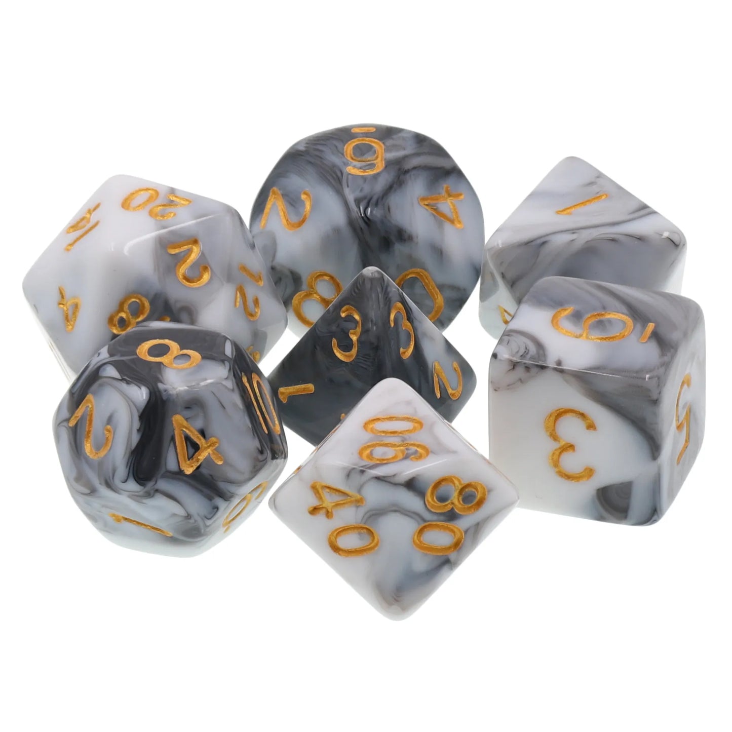 Black and White Blend 7-Dice Set - Major Dice