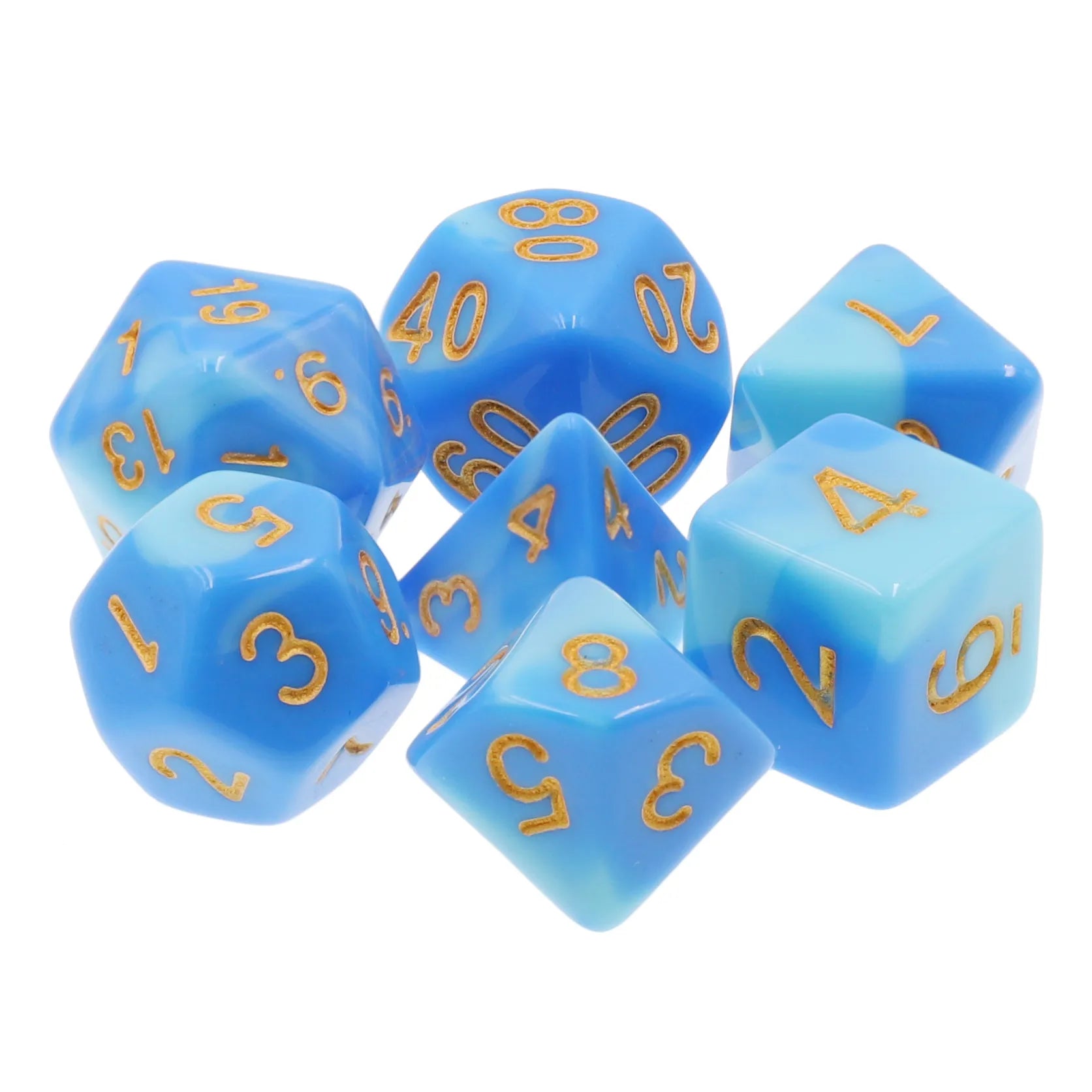 Sky Blue and Blue Blend 7-Dice Set - Major Dice