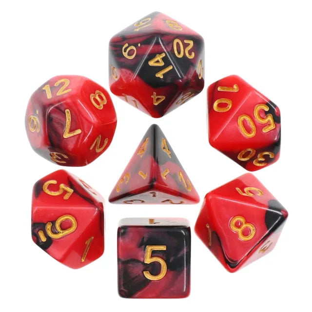 Red and Black Blend 7-Dice Set - Major Dice